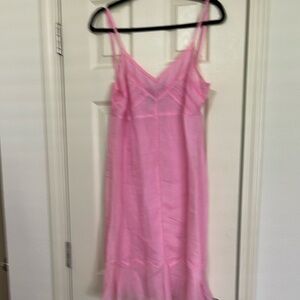 DKNY Vibrant Pink ramie dress. Light weight fabric inc matching slip